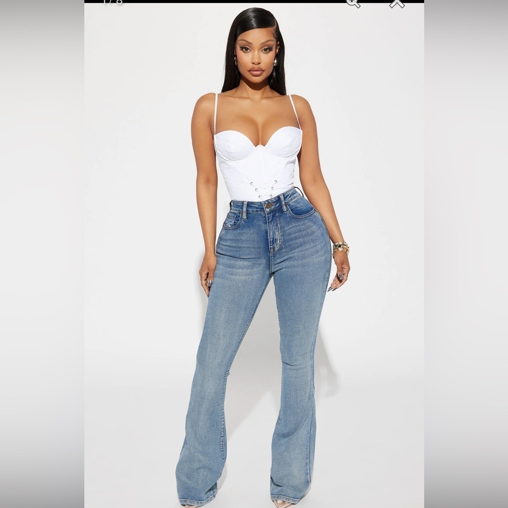 Fashion Nova Light Blue High-Waist Flare Jeans
